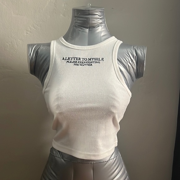 NWT Baby ribbed cropped tank top - white - size XS - Picture 2 of 4